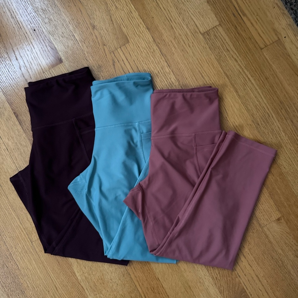 Old Navy Active Leggings Trio - Plum, Teal, Mauve